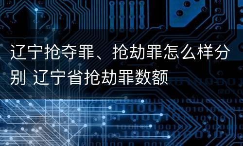 辽宁抢夺罪、抢劫罪怎么样分别 辽宁省抢劫罪数额