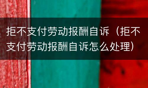 拒不支付劳动报酬自诉（拒不支付劳动报酬自诉怎么处理）