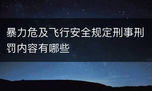 暴力危及飞行安全规定刑事刑罚内容有哪些