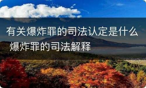 有关爆炸罪的司法认定是什么 爆炸罪的司法解释