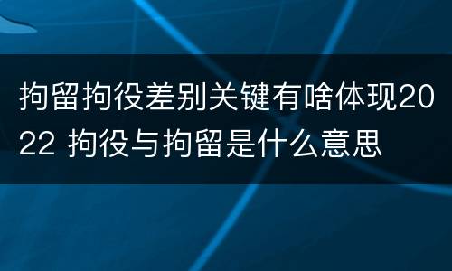 拘留拘役差别关键有啥体现2022 拘役与拘留是什么意思