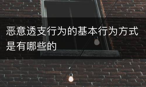 恶意透支行为的基本行为方式是有哪些的