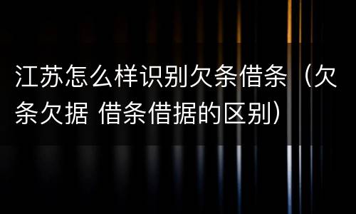 江苏怎么样识别欠条借条（欠条欠据 借条借据的区别）