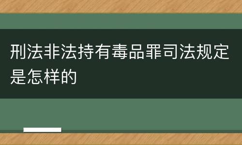 刑法非法持有毒品罪司法规定是怎样的