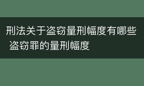 刑法关于盗窃量刑幅度有哪些 盗窃罪的量刑幅度