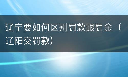 辽宁要如何区别罚款跟罚金（辽阳交罚款）
