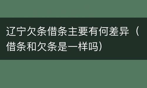 辽宁欠条借条主要有何差异（借条和欠条是一样吗）