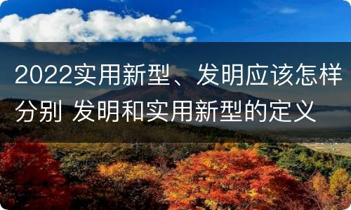 2022实用新型、发明应该怎样分别 发明和实用新型的定义