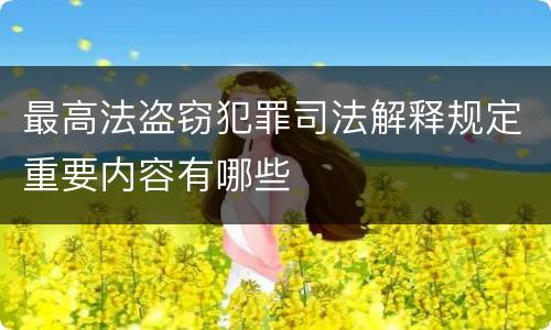 最高法盗窃犯罪司法解释规定重要内容有哪些