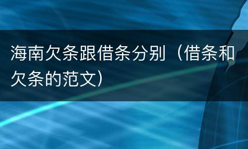 海南欠条跟借条分别（借条和欠条的范文）