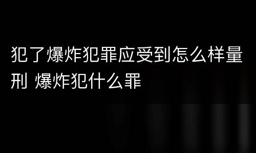 犯了爆炸犯罪应受到怎么样量刑 爆炸犯什么罪