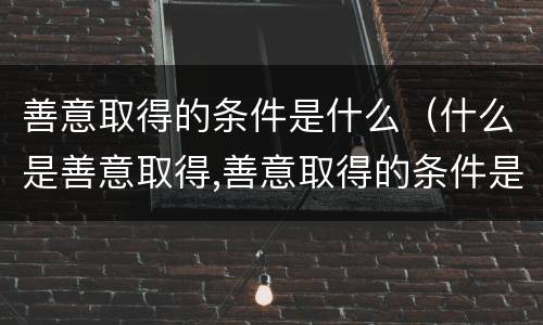 善意取得的条件是什么（什么是善意取得,善意取得的条件是什么）