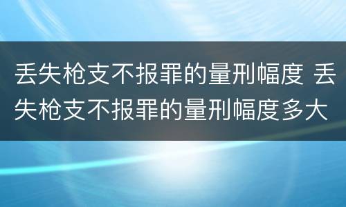 丢失枪支不报罪的量刑幅度 丢失枪支不报罪的量刑幅度多大