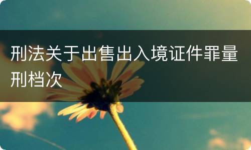 刑法关于出售出入境证件罪量刑档次