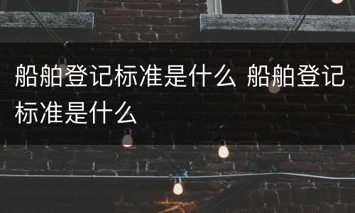 船舶登记标准是什么 船舶登记标准是什么