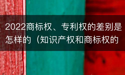 2022商标权、专利权的差别是怎样的（知识产权和商标权的区别）