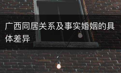 广西同居关系及事实婚姻的具体差异