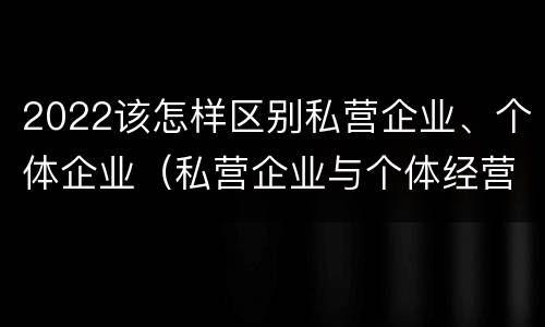 2022该怎样区别私营企业、个体企业（私营企业与个体经营企业的区别）