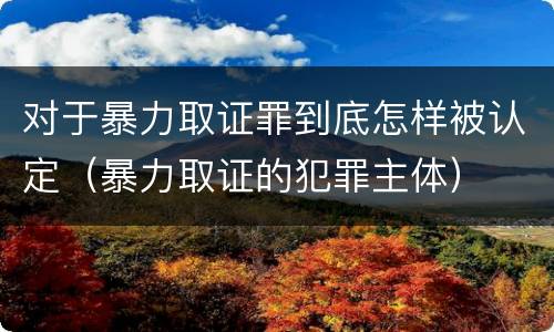 对于暴力取证罪到底怎样被认定（暴力取证的犯罪主体）