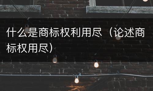什么是商标权利用尽（论述商标权用尽）