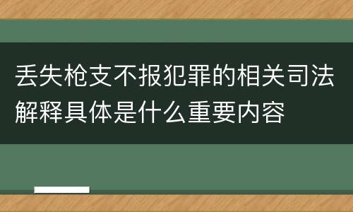 丢失枪支不报犯罪的相关司法解释具体是什么重要内容