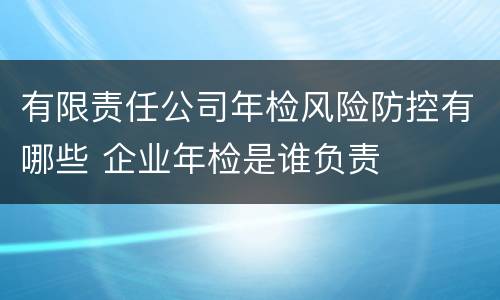 有限责任公司年检风险防控有哪些 企业年检是谁负责