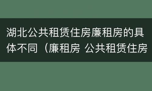 湖北公共租赁住房廉租房的具体不同（廉租房 公共租赁住房）