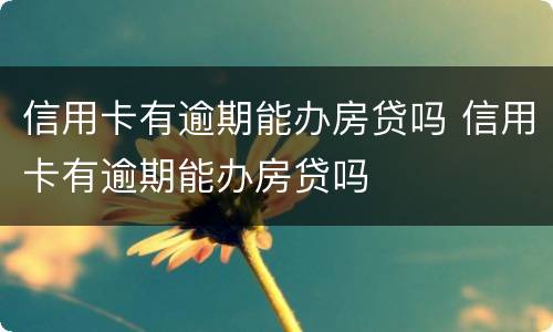 信用卡有逾期能办房贷吗 信用卡有逾期能办房贷吗