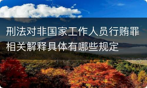 刑法对非国家工作人员行贿罪相关解释具体有哪些规定