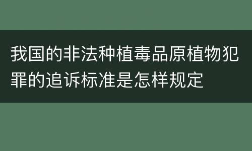 我国的非法种植毒品原植物犯罪的追诉标准是怎样规定