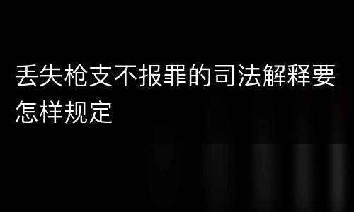 丢失枪支不报罪的司法解释要怎样规定