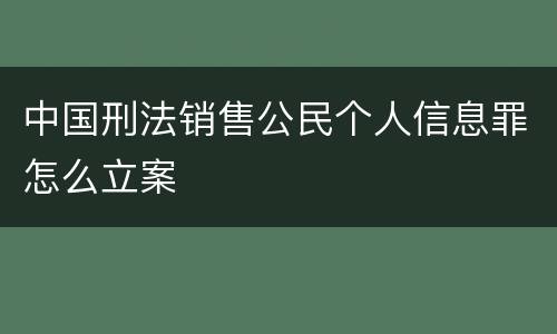 中国刑法销售公民个人信息罪怎么立案
