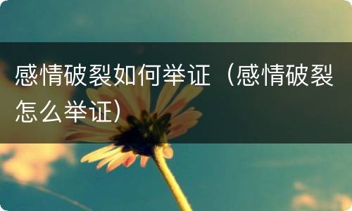 感情破裂如何举证（感情破裂怎么举证）