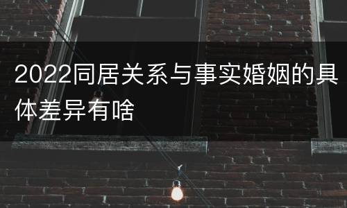 2022同居关系与事实婚姻的具体差异有啥