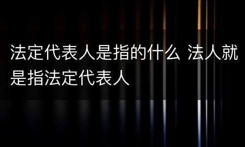 法定代表人是指的什么 法人就是指法定代表人