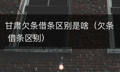 甘肃欠条借条区别是啥（欠条 借条区别）
