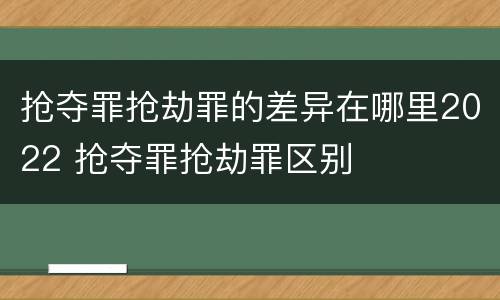 抢夺罪抢劫罪的差异在哪里2022 抢夺罪抢劫罪区别