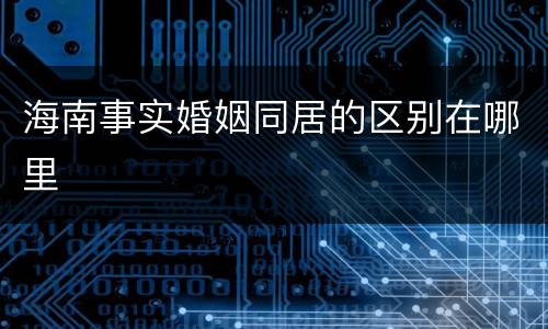 海南事实婚姻同居的区别在哪里