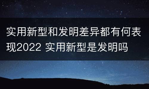 实用新型和发明差异都有何表现2022 实用新型是发明吗