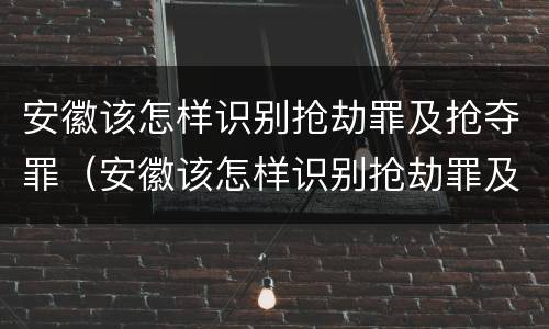 安徽该怎样识别抢劫罪及抢夺罪（安徽该怎样识别抢劫罪及抢夺罪案件）