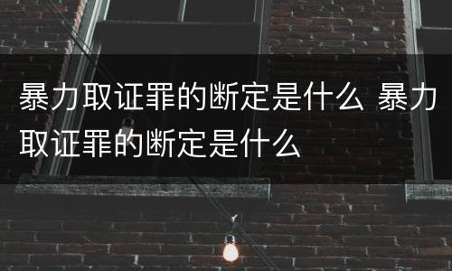 暴力取证罪的断定是什么 暴力取证罪的断定是什么