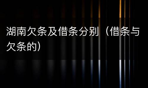 湖南欠条及借条分别（借条与欠条的）