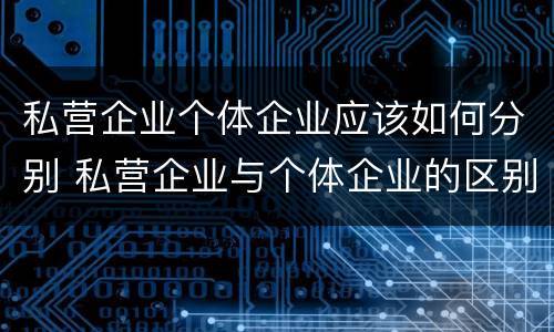 私营企业个体企业应该如何分别 私营企业与个体企业的区别