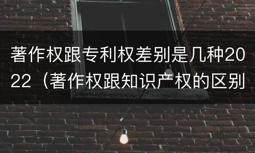 著作权跟专利权差别是几种2022（著作权跟知识产权的区别）