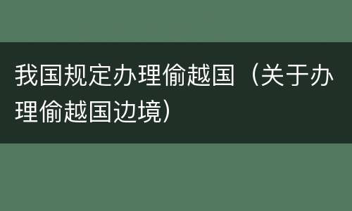 我国规定办理偷越国（关于办理偷越国边境）