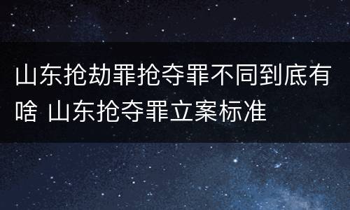山东抢劫罪抢夺罪不同到底有啥 山东抢夺罪立案标准