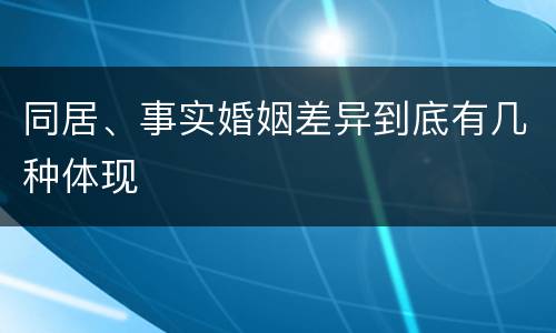 同居、事实婚姻差异到底有几种体现