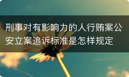 刑事对有影响力的人行贿案公安立案追诉标准是怎样规定