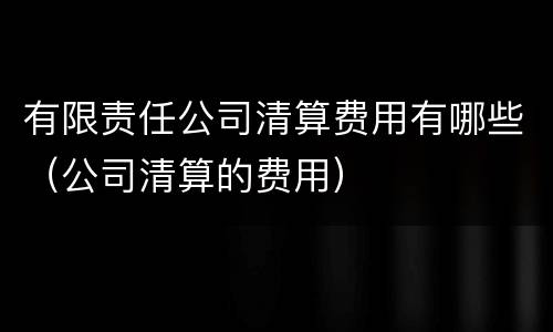 有限责任公司清算费用有哪些（公司清算的费用）