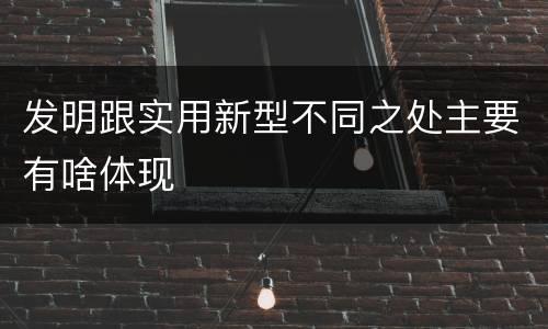 发明跟实用新型不同之处主要有啥体现